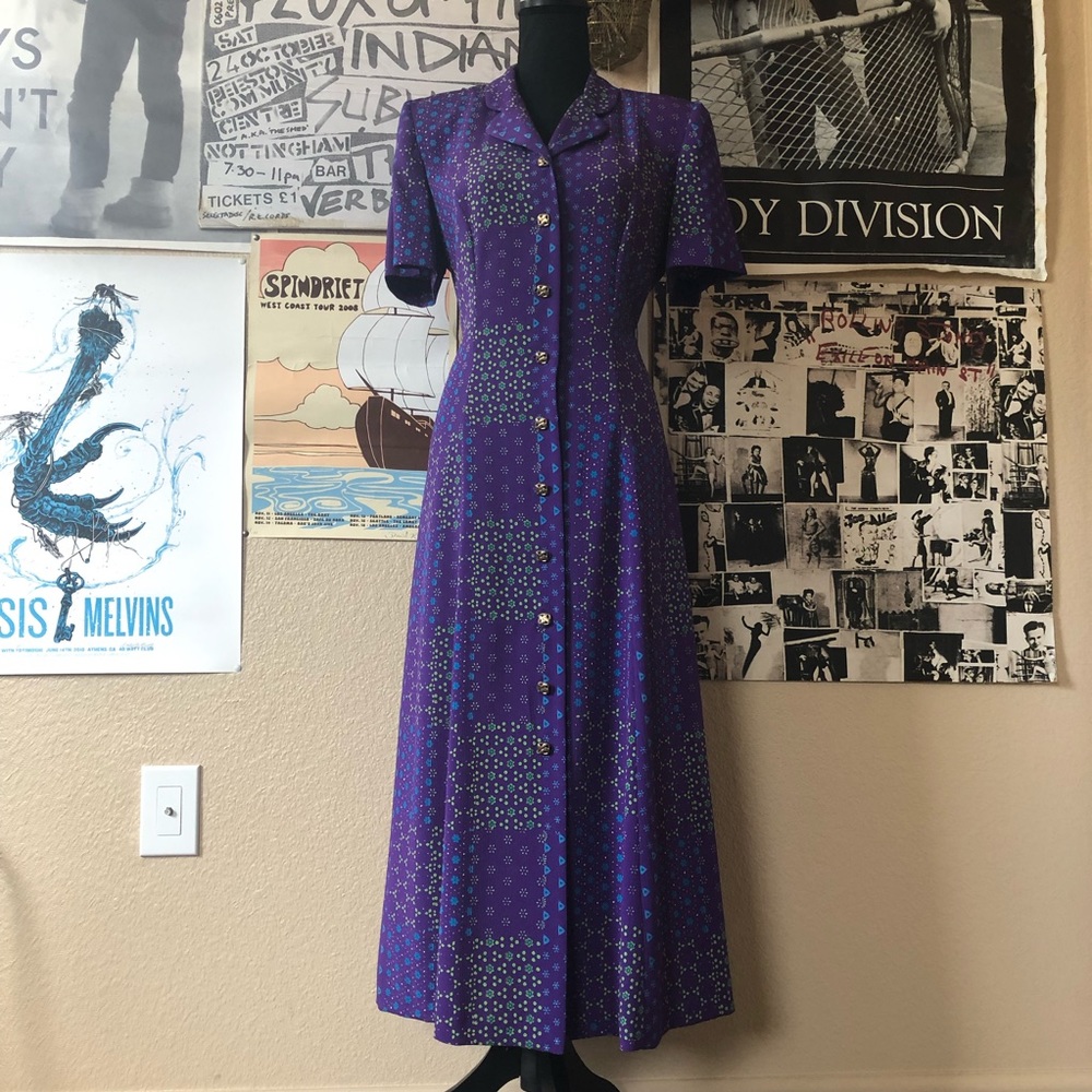 70s/80s Purple Patchwork Maxi Dress